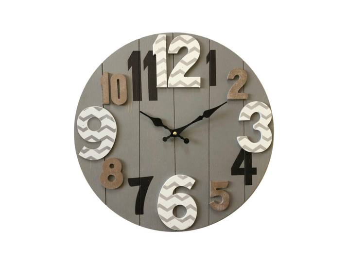 Mobili Rebecca Wanduhr Grau 5/40/40 cm, Rund, 5x40x40 cm, Dekoration, Uhren, Wanduhren