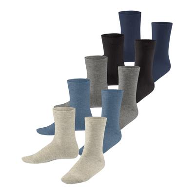 Socken ESPRIT "Solid Mix", Mädchen, Gr. 27-30, bunt (grau blau mix), Baumwollmischung, unifarben, normal, Socken Socken, uni Socken, Basic Vorteilspack, geripptes Bündchen
