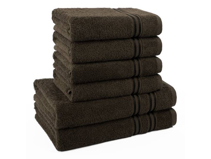 Handtuch Set HAMMETEX 6-teiliges Handtuch Set, 100% Baumwolle, Weich & Saugstark , braun, 6 Stk., Frottier, Frottier, Obermaterial: 100% Baumwolle, Handtuch-Sets, Handtuch Set, mit Bordüre, einfarbig, weich