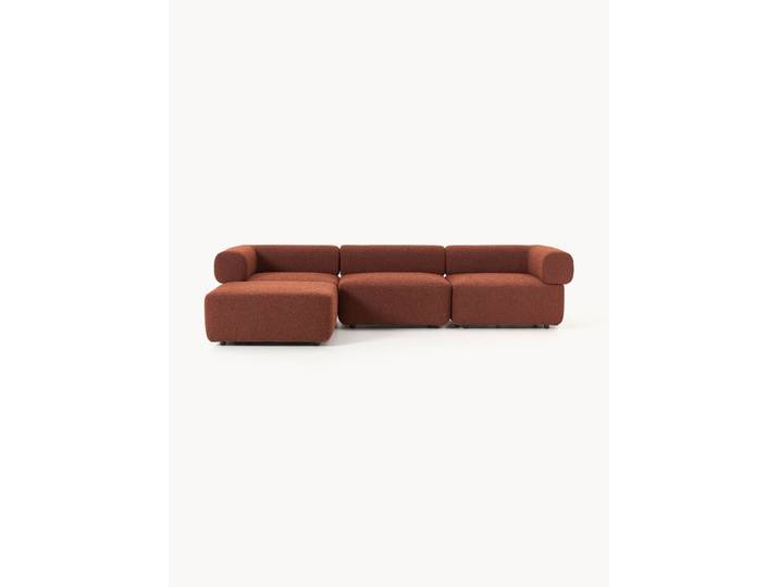 Canapé modulable 4 places en bouclette avec pouf Anton