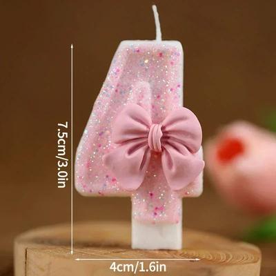 Inspired Living Pink Glitter Number Birthday Candle 3D Cake Topper Candle For Birthday Cakes 0 To 9 4
