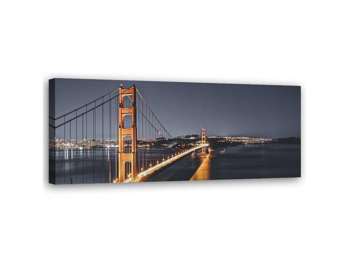 Feeby Wandbild golden gate bridge, Grau, Stadtarchitektur, Rechteckig, 90x30 cm, Bilder & Rahmen, Bilder, Leinwandbilder