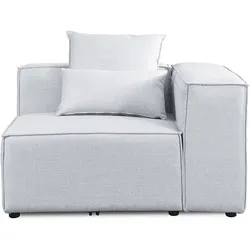 HOME DELUXE Modulares Sofa Rechtes Ecksofa VERONA - 120 x 70 cm Hellgrau