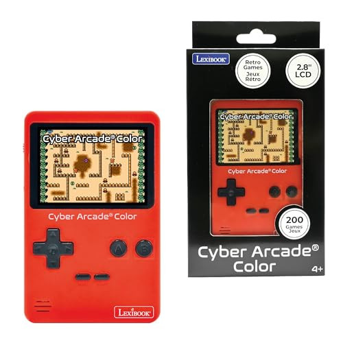 Lexibook Cyber Arcade Color JL2389LXB Draagbare Retro Gameconsole met 200 games en 2,8 inch LCD-kleurendisplay, Rood