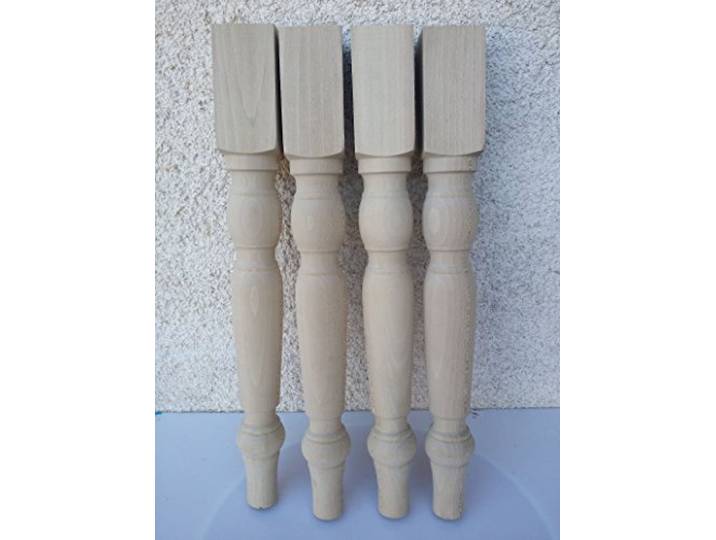Tischbeine aus Holz 4 Stück gedrechselt Vierkantsystem 90 x 90 cm schlichte Holzkunst