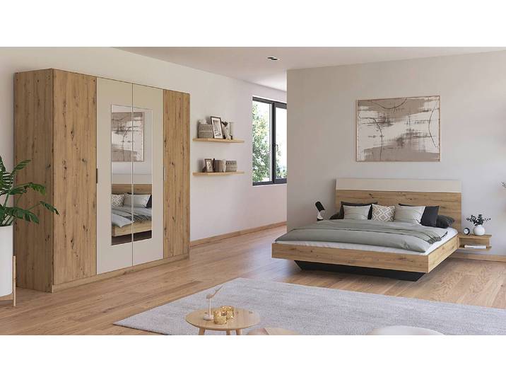 Schlafzimmerset 2-teilig Dreher 160 x 200cm Braun/Beige/Kaschmir/Eiche Artisan Dekor