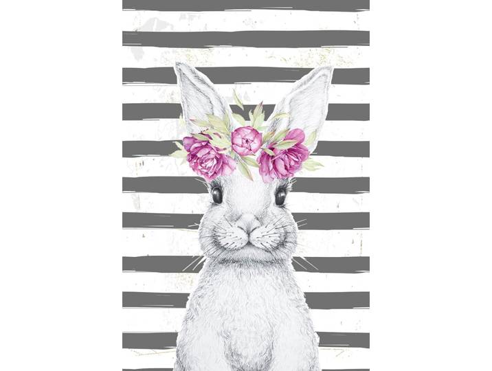 Metallbild QUEENCE Bunny II , rosa (farbe bild(er): rosa), B:20cm H:30cm, Metall, Stahl, Bilder, Metallbild, Hase, Blechschild, Stahlschild, Blumenkranz