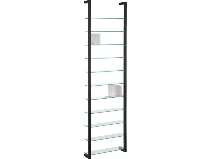 Wandregal SPINDER DESIGN CUBIC , schwarz (schwarz, glasböden), B:46cm H:167cm T:13cm, Glas, Metall, Regale, Wandregal, Metall, Tiefe 13 cm