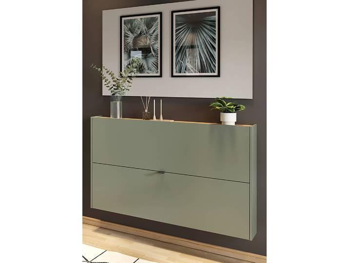 home24 Garderobeset Ameca 2-delig- hoekig 140 x 200 x 19cm groen/grijsgroen