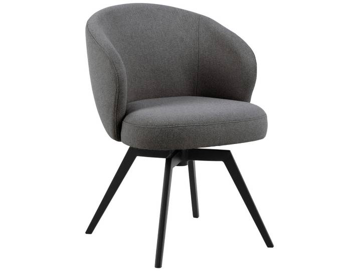Armlehnstuhl, Grau & Schwarz, 58.5x80x60 cm, Metall & Textil, 360° Drehbar, MID.YOU