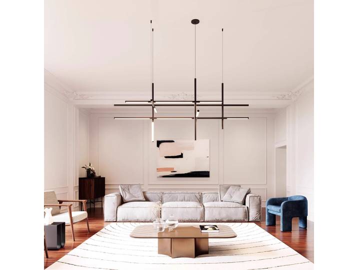Lustre LED moderne en or italien, luminaire suspendu multi-têtes pour escaliers, salon, Table à manger, éclairage suspendu minimaliste