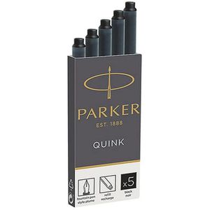 Parker Füllerpatronen 1950402 Quink, schwarz, Großraumpatronen, auswaschbar, 5 Stück