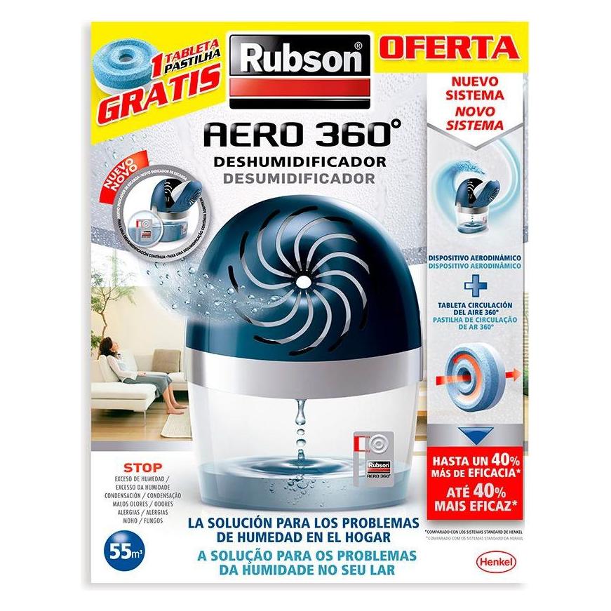 Rubson Aero 360 Dehumidifier, With Tablet, 450 G, Dark Blue/Grey (22 m²) (45279375)