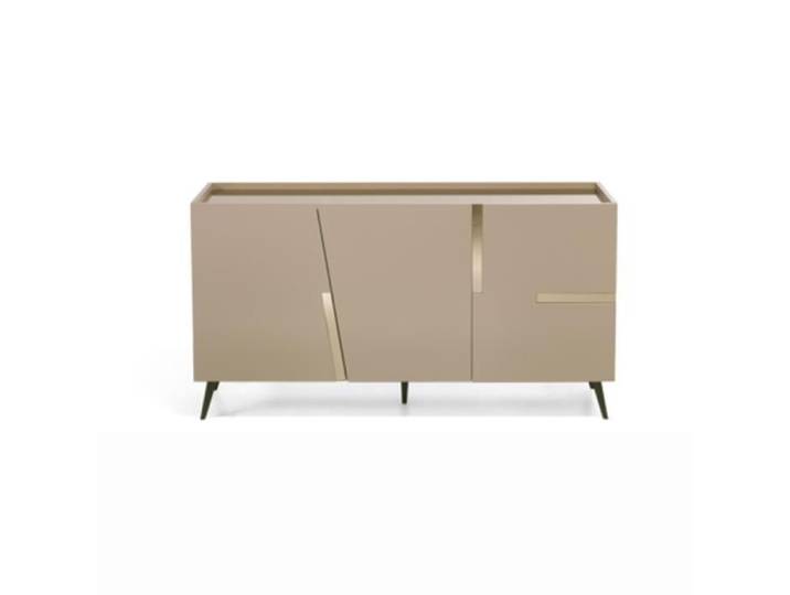 Madia 3 anteBuffet 3 portes inserts miroir bronze avec corps gris tourterelle GIRONA avec 5 pieds
