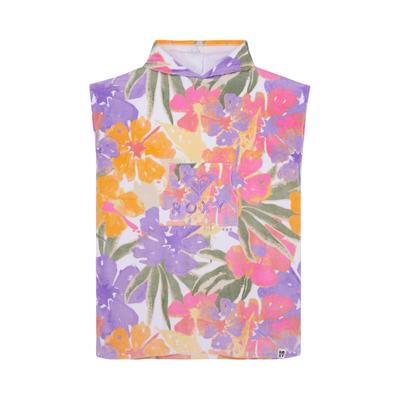 Badeponcho ROXY "Stay Magical Printed", Damen, bunt (cloud dancer hazey hibiscus), Obermaterial: 100% Baumwolle., Hausmäntel