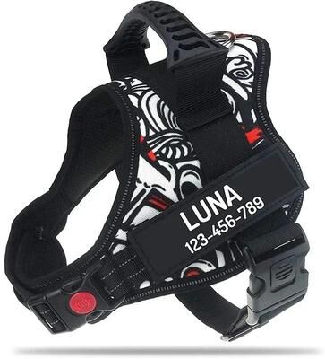 Uplift Picks ComfortFit Adjustable Nylon Dog Harness With Custom Name ID 18 s