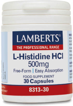 Lamberts L-Histidine HCl 30 Capsules 500 mg