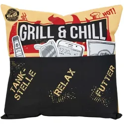 Outdoor Kissen mit Taschen - Grill & Chill