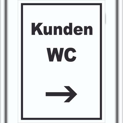 HB-Druck Kunden WC Schild mit Text und Richtungspfeil rechts Toilette hochkant A0 (841x1189mm)