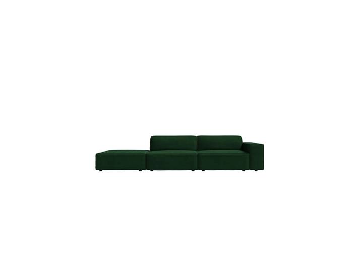 3-Sitzer Designsofa „Jodie“ mit abgerundetem Ottomane Samtbezug Smaragdgrün Chosen by Bloomingloft