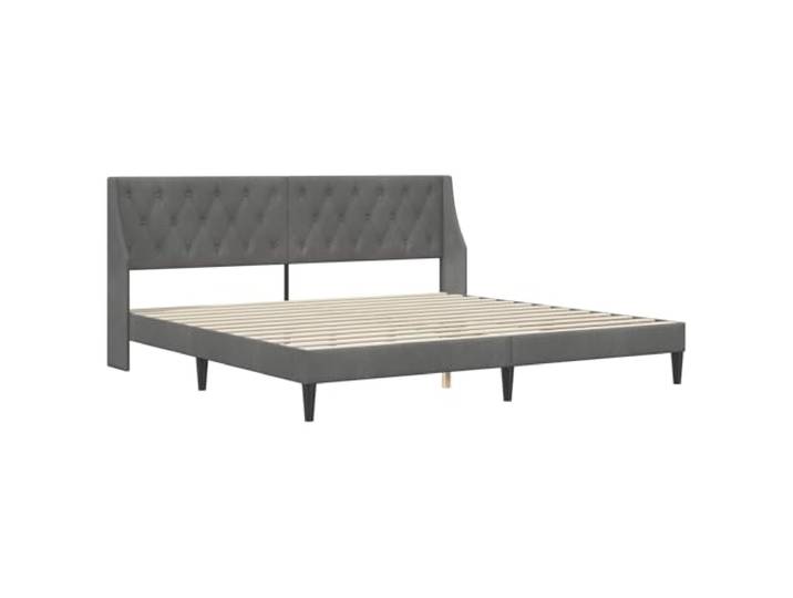 KTHLBRH Bettgestell aus Samt, Dunkelgrau, 180 x 200 cm Basis aus Sperrholz, feste Latten, gedrehte Beine, modernes Design für Zimmer