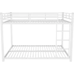 MODFU Etagenbett Metall Weiß 203x144,5x140 cm, mit Sicherheitsleisten und 2 Lattenrosten