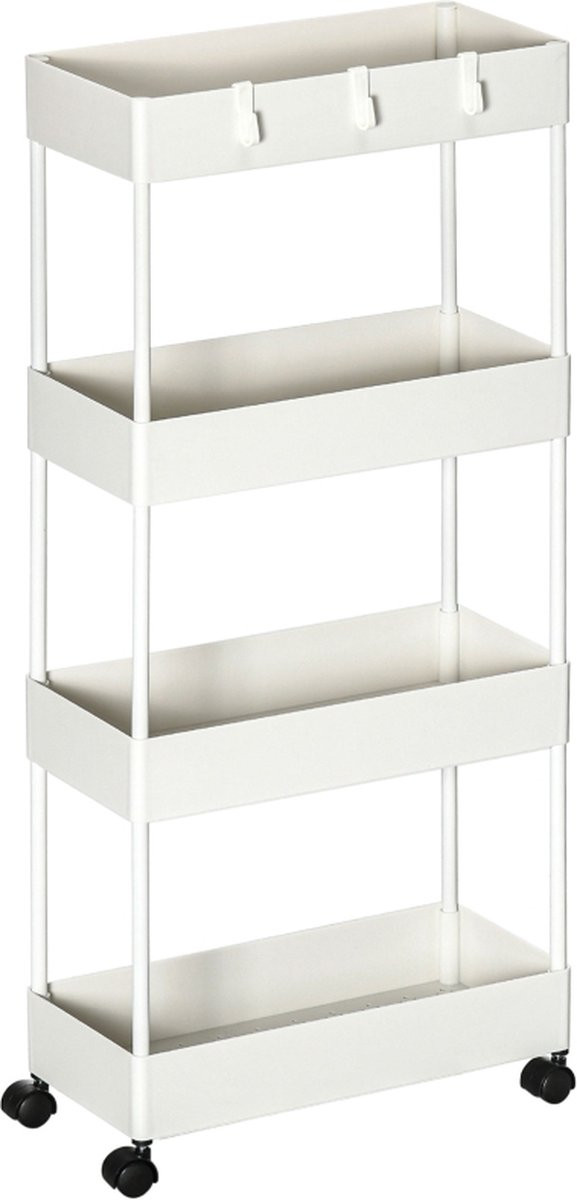 Zenzee Serveerwagen op wieltjes - Keukentrolley - Wit - B/D/H: 40 x 19 x 90 cm
