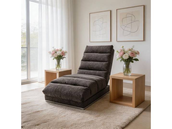Fauteuil relax et massant - Fixe - Gris foncé - Lin - Vibrations douces