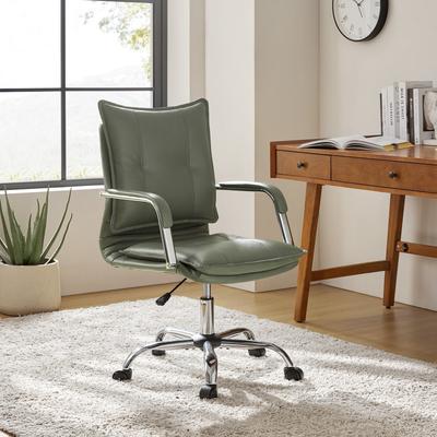 HULALA HOME Zarina Modern Faux Leather Swivel Office Chair Desk Chair with Wheels Height-adjustable