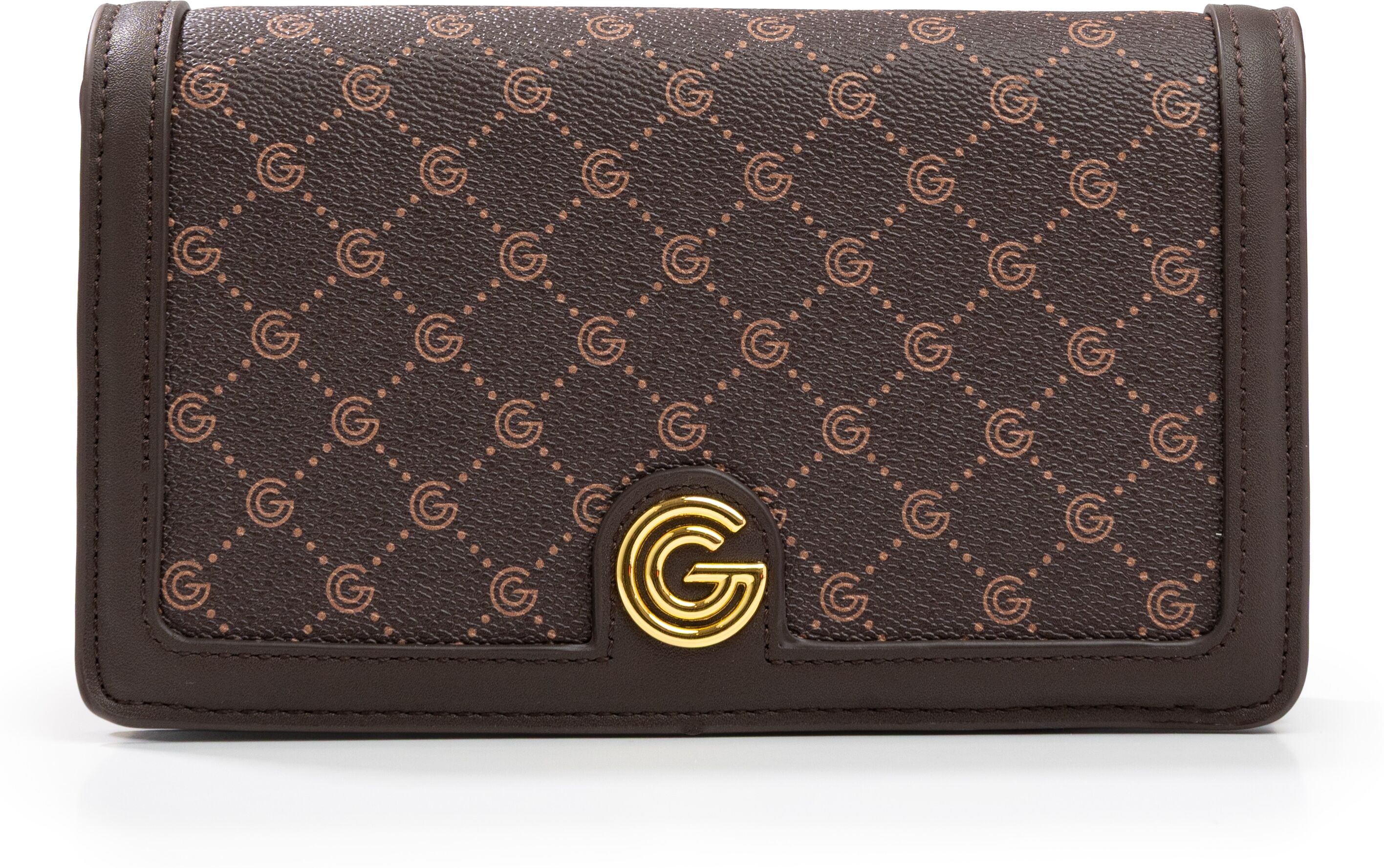 Geldbörse "QUEEN", Damen, braun (dunkelbraun), Lederimitat, GABRIELLA G BY GABRIELLA GUCCI, Kleinlederwaren Geldbörse, Damen Portemonnaie, Geldbeutel, Schultertasche im Querformat dunkelbraun Einheitsgröße