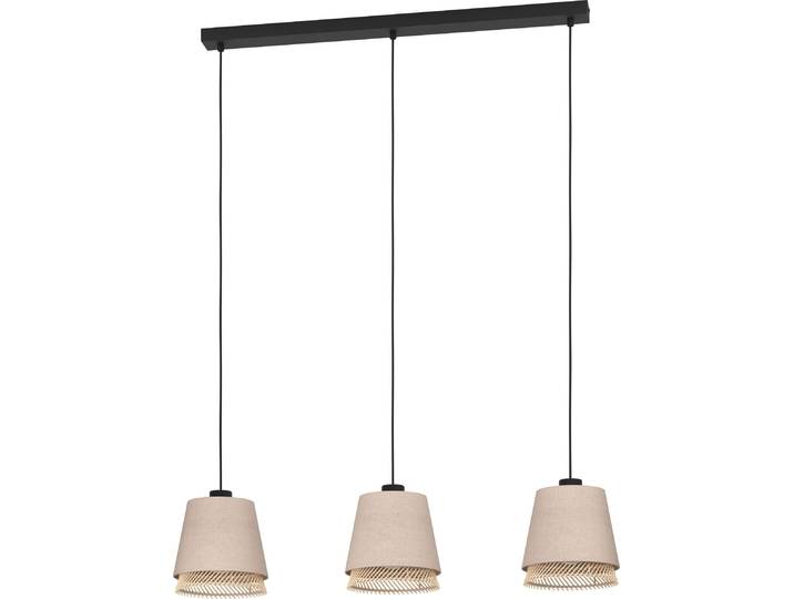 Luminaire suspendu - Crème - Noir - 89 x 110 cm - Tissu - Métal - 3 lumières