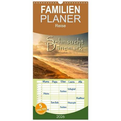 Familienplaner 2026 - Sehnsucht Dänemark - Danmark mit 5 Spalten (Wandkalender, 21 x 45 cm) CALVENDO