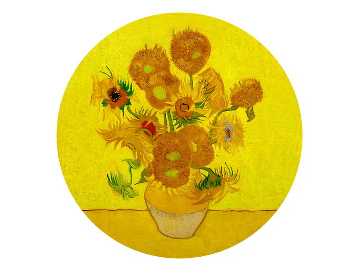 Tableau verre Van Gogh Sunflowers Verre flotté Jaune/Marron Ø 50cm