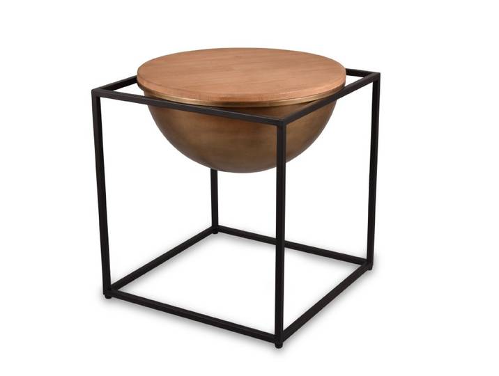 Table basse bois et métal large Celina