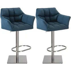 CLP 2er Set Barhocker Damaso Stoff edelstahl   Farbe: blau, Gestell Farbe: edelstahl