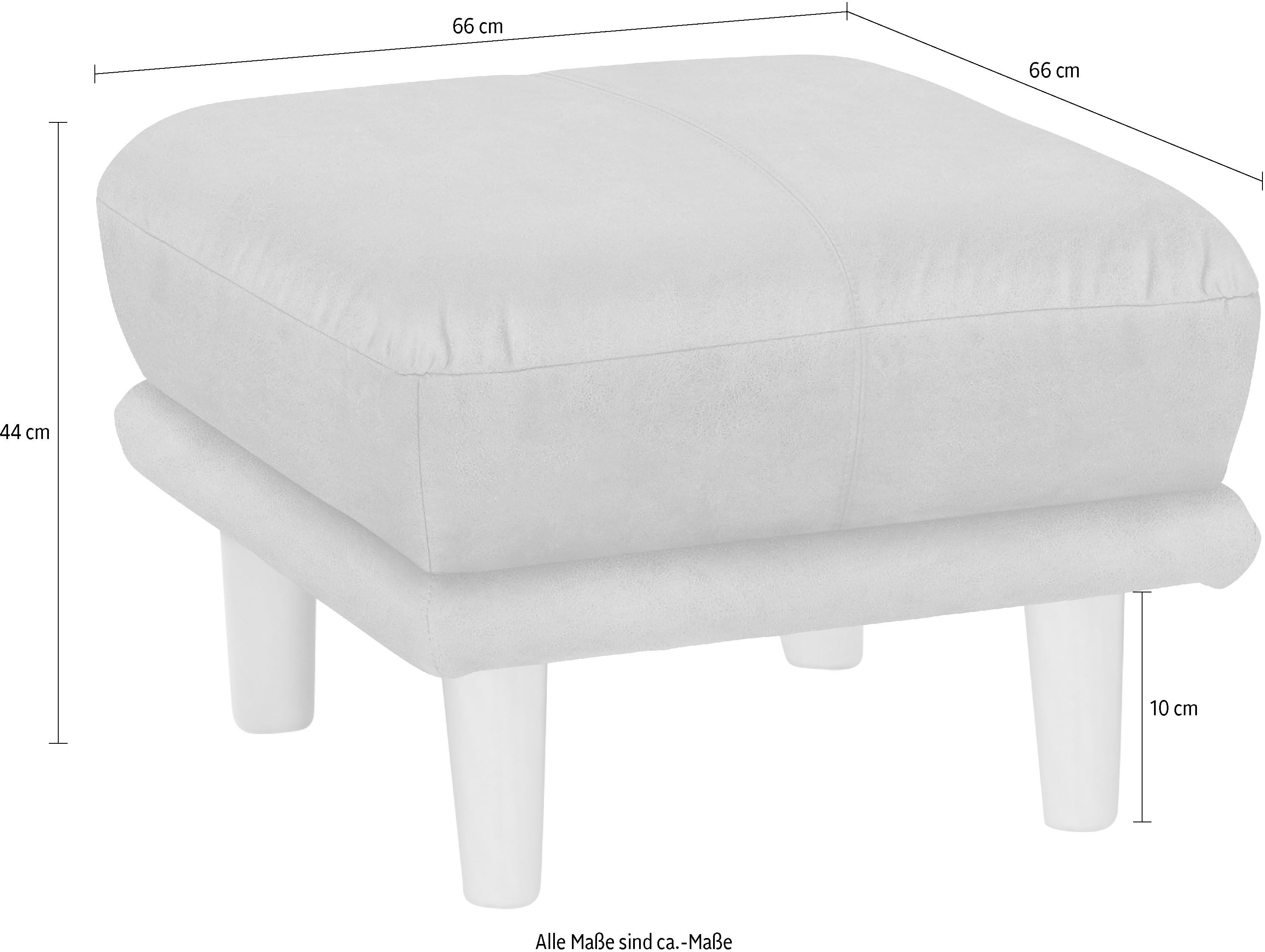 Fusshocker TRENDMANUFAKTUR "Cecilia", weiss (altweiß), B:66cm H:44cm T:66cm, Hocker, Fusshocker altweiß B/H/T: 66cm x 44cm x 66cm, Leder NATURE