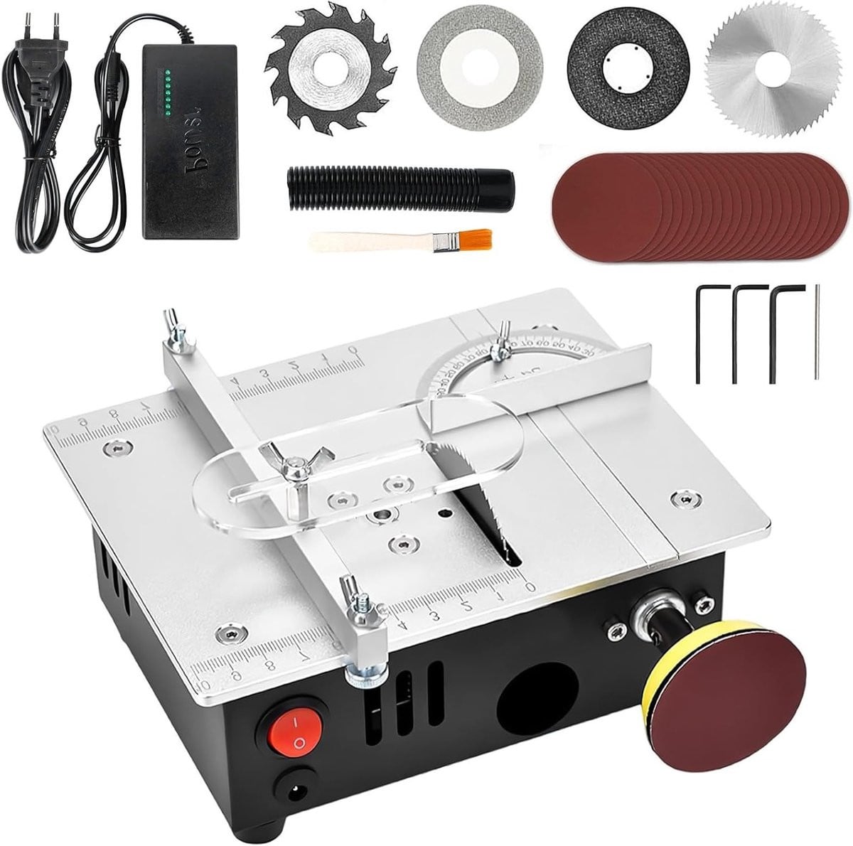 LTPRTZ Benchtop Mini Tafelcirkelzaag - Zilver - Aluminium