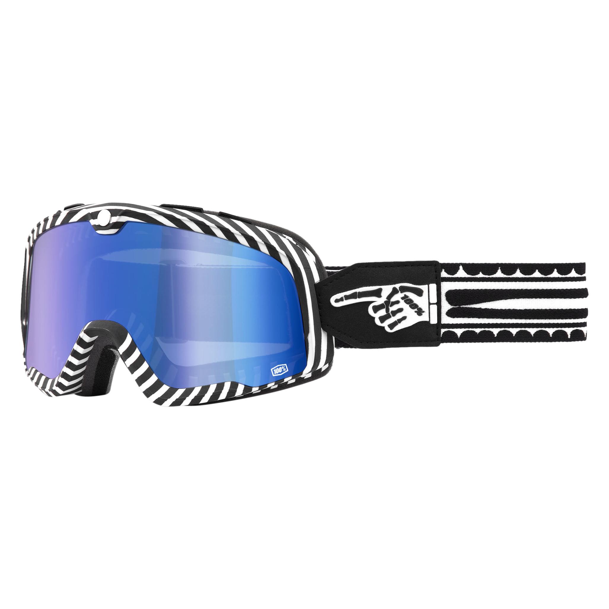 100% Barstow Goggle Death Spray - Mirror Blue Lens (Black, Weiss, Mirror Blue) (50000-00002)