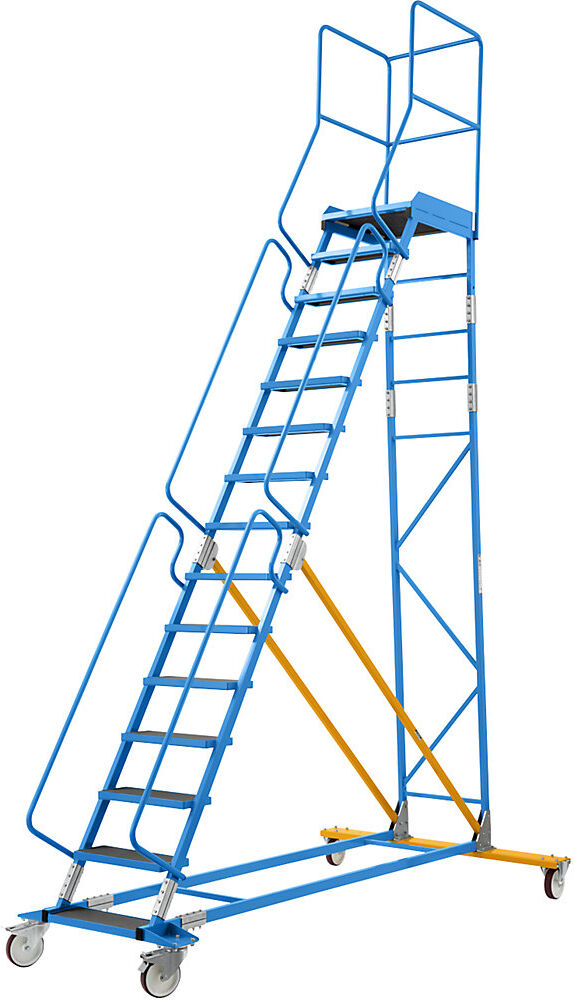 Mobile Podestleiter, Siebdruck-Stufeneinlage, 4 Stufen eurokraft pro