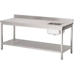 Gastronoble Gastro M Spültisch  Spültisch Mit Spülbecken Rechts Und Aufkantung 85(H)X180(B)X70(D)Cm