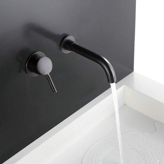 Allecto Plus Modern Design Eengreepsmengkraan voor de Wand in Matzwart voor Badkamer en Keuken