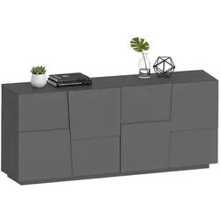 Dmora Arda - Anrichte, 200x44x86h cm Anthrazitschwarz, 2 Regale, Made in Italy