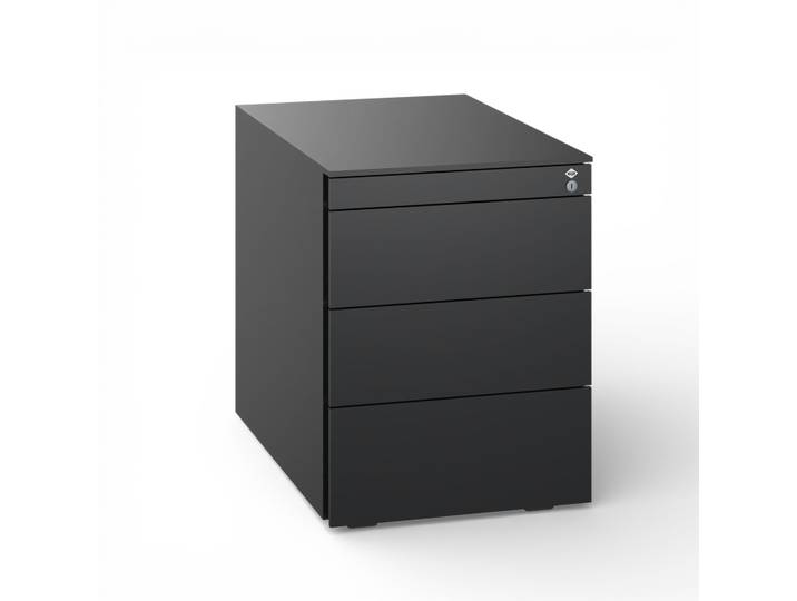 Steel roller container C+P Asisto, Black, with drawers, New - Perfect for modern offices