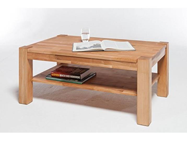 moebelstore24 Couchtisch mit Ablage, rechteckig, Kernbuche geölt 6458