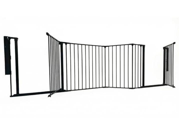 Safetots Zwei-Tür-Treppenschutzgitter Set, Schwarz, 298cm Gesamtlänge, Mehrere Paneele mit 2 Türen, 70cm Höhe