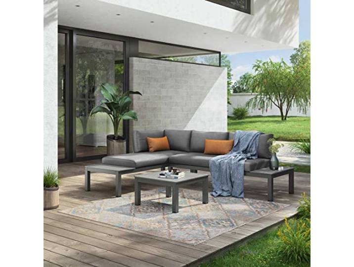 OUTLIV. Gartenlounge Morsum Gartenmöbel-Set, 164x238x69cm, mit Kissen, Grau