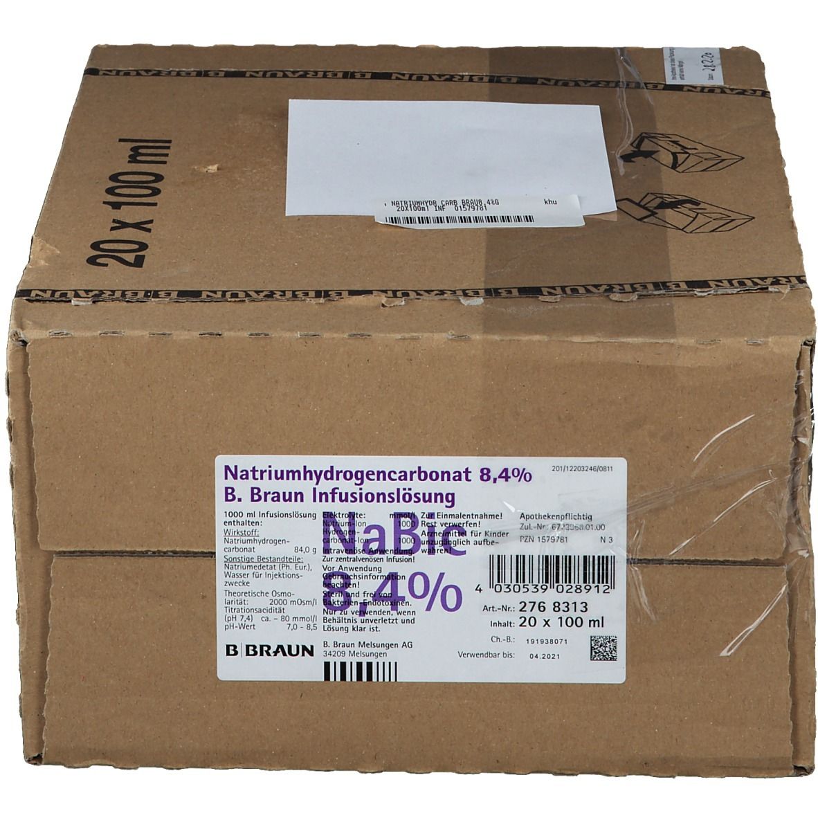 Natriumhydrogencarbonat B.Braun 8,4% Glas 20x100 ml Infusionslösung
