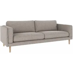Sofa Braden 3-Sitzer aus Eiche mit weiß pigmentierten Beinen, klassisch, Bezug Bobby Grau