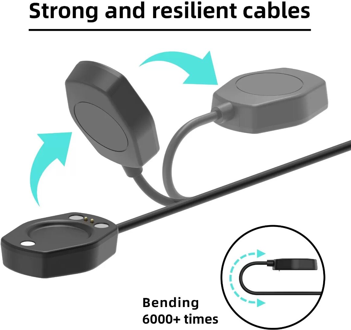 INF Magnetisches USB-A Ladekabel, Schnellladen, ABS+PET, 100cm - kompatibel mit Suunto Race2 und kompatibel mit Suunto Vertical2