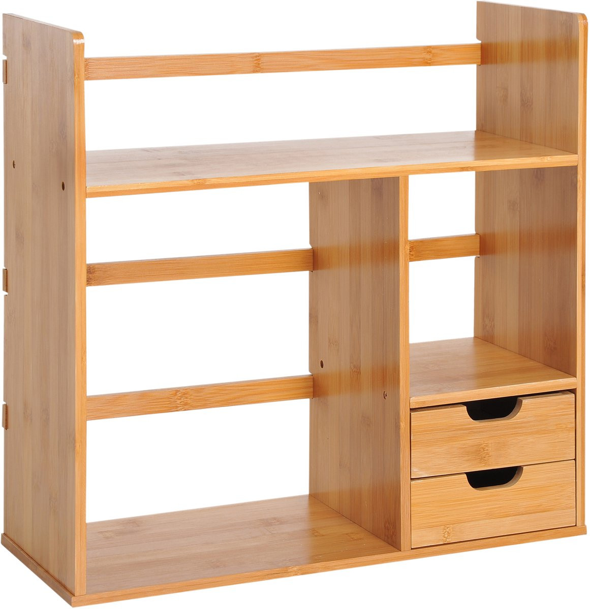 Boekenplank van natuurlijk bamboe hout in bruin voor kantoor, keuken of badkamer